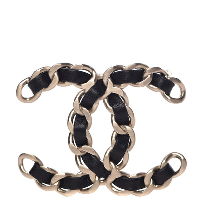Chanel Lambskin Chain CC Brooch Black Gold 1 of 5