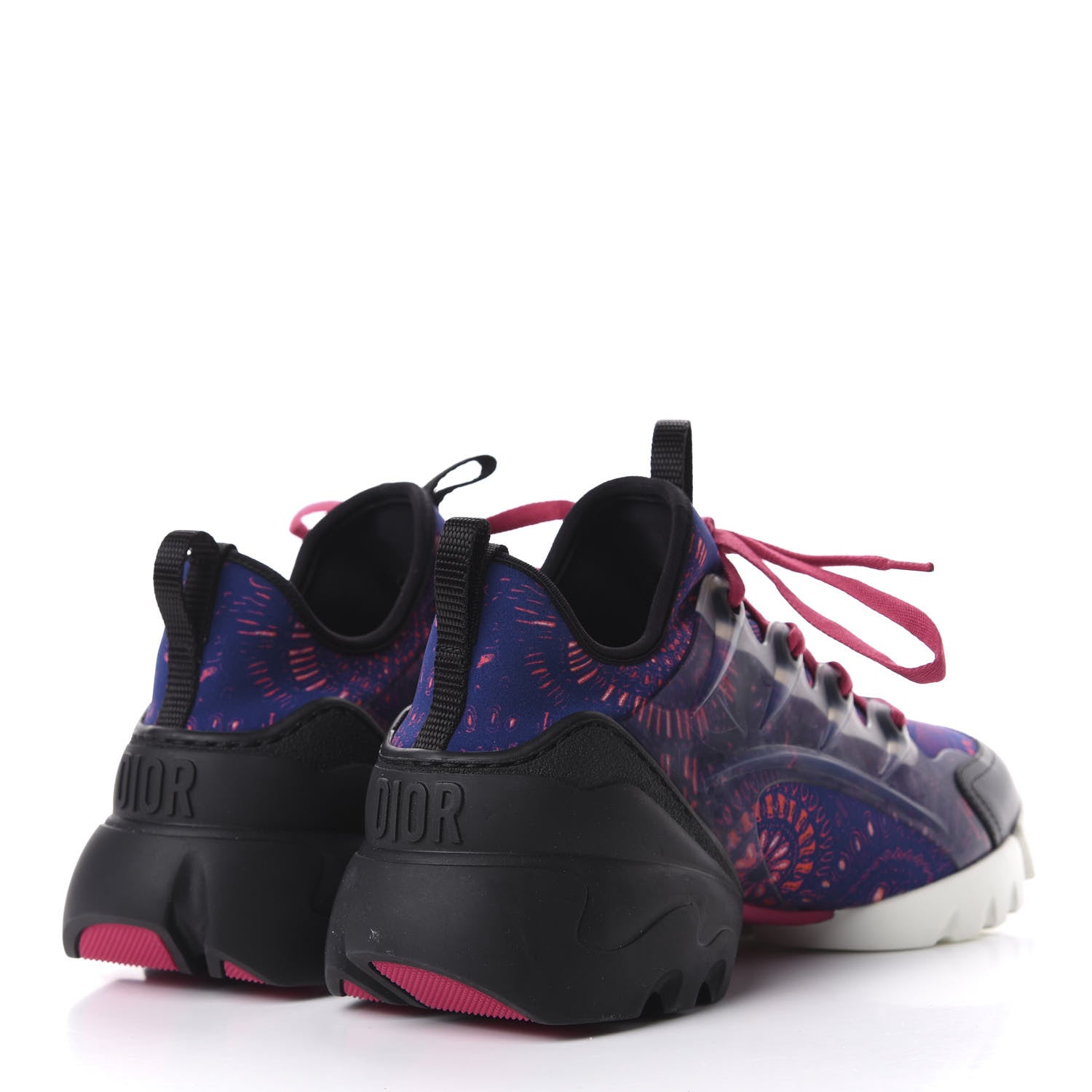 Christian Dior Technical Fabric Rubber Womens Fireworks D-Connect Sneakers 38.5 Deep Blue Pink 4 of 11