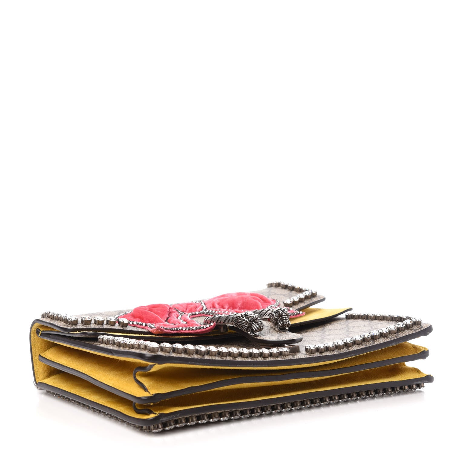 Gucci GG Supreme Monogram Crystal Bow Embroidered Medium Dionysus Shoulder Bag Yellow 5 of 13