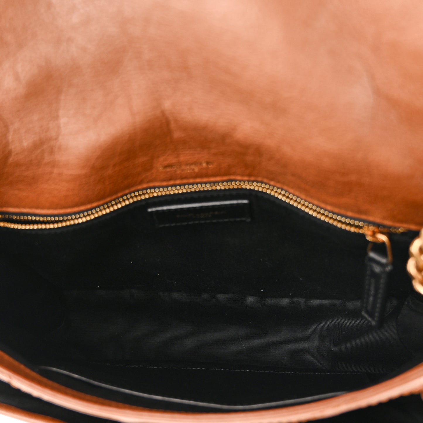 Crinkled Calfskin Matelasse Monogram Medium Niki Chain Satchel Caramel