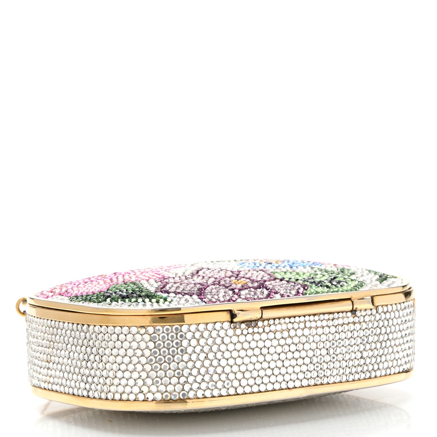 Judith Leiber Crystal Flower Minaudiere Clutch Gold 4 of 13