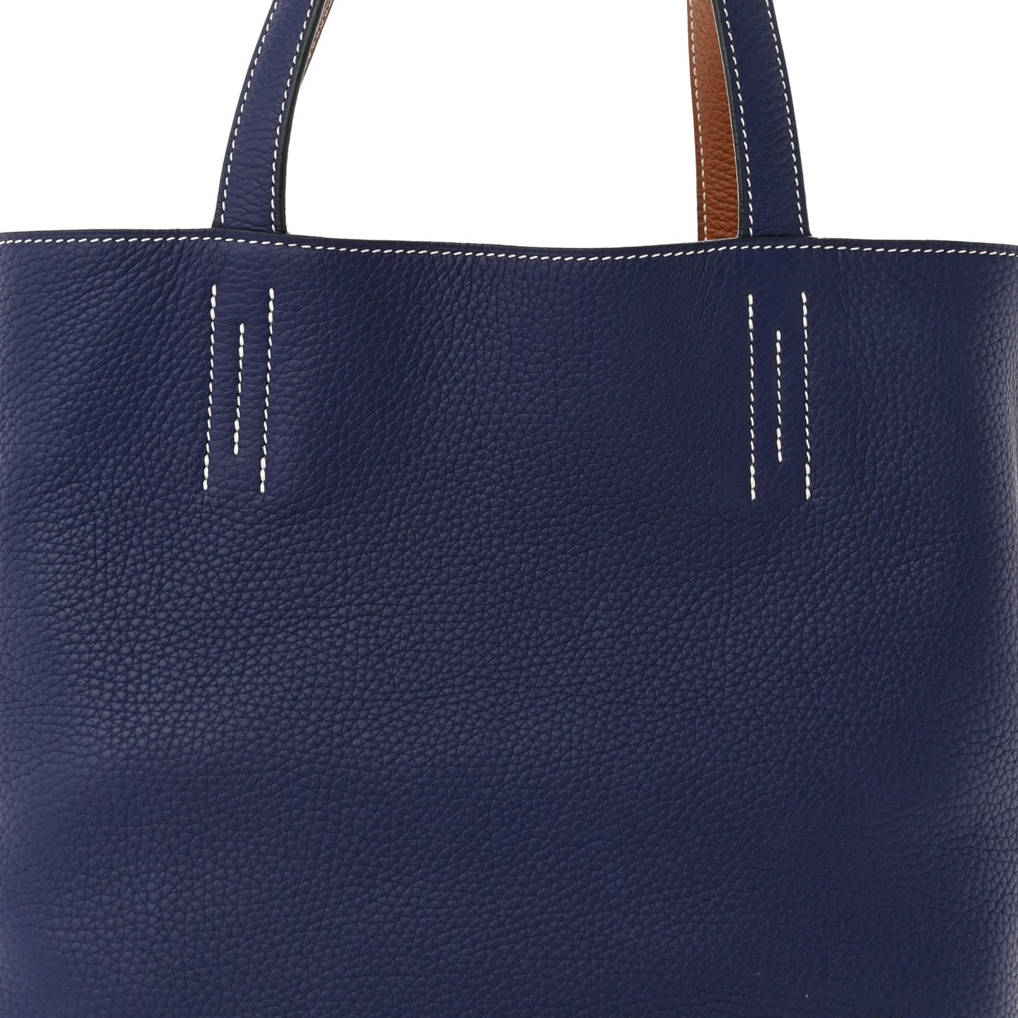 Taurillon Clemence Double Sens 28 Reversible Tote Gold Bleu Encre