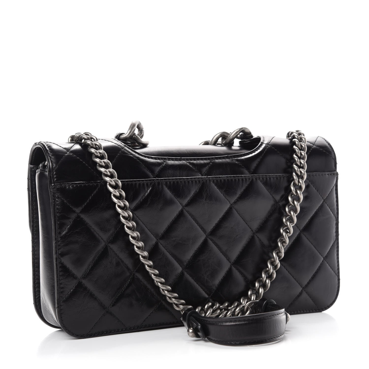 Chanel Glazed Calfskin Quilted Medium Perfect Edge Flap Black 3 of 12