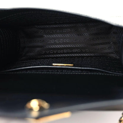 Prada Saffiano Soft Calfskin Metal Triangle Logo Envelope Chain Shoulder Bag Black 5 of 10