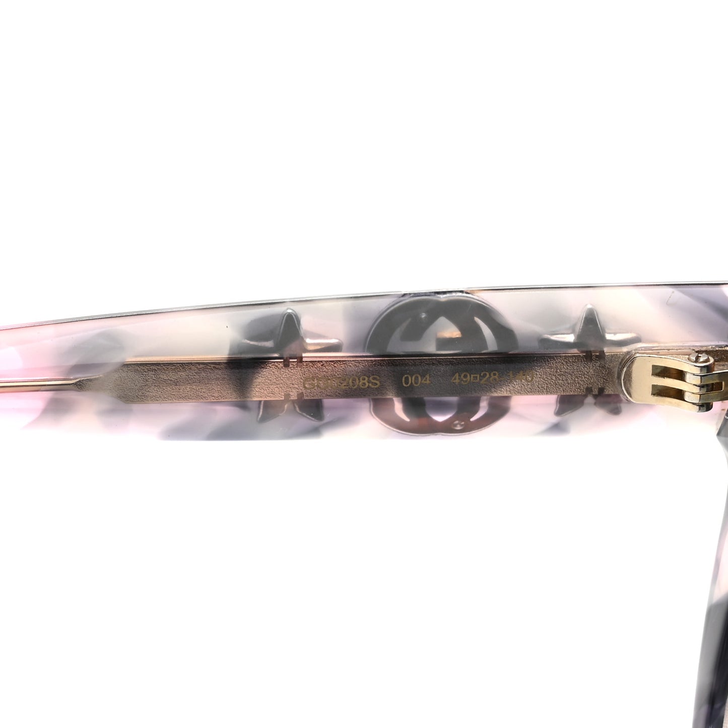 Acetate Round Frame Star Sunglasses GG0208S Grey Pink