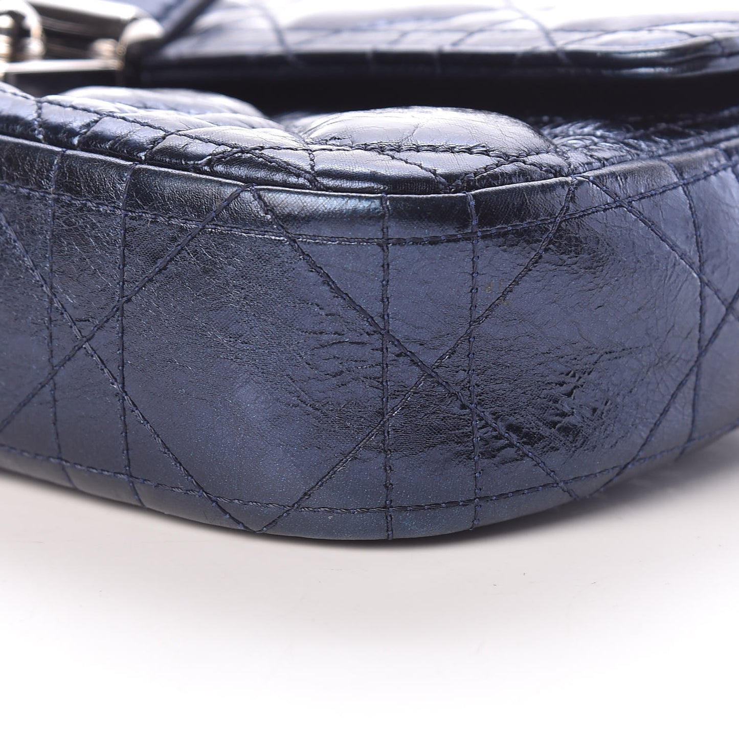 Metallic Calfskin Cannage Miss Dior Promenade Pouch Marine