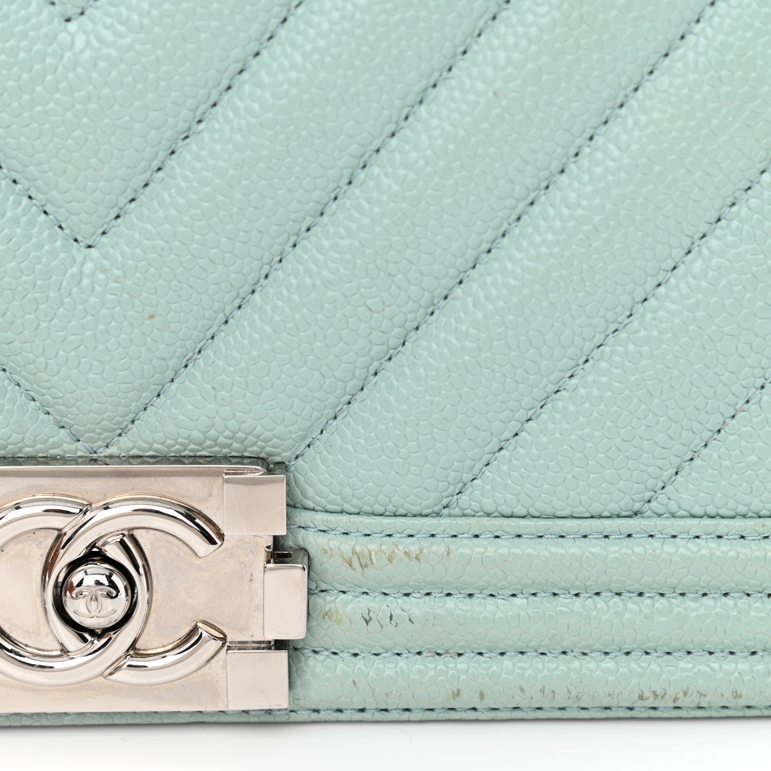Chanel Caviar Chevron Quilted Medium Boy Flap Light Blue 12 of 12