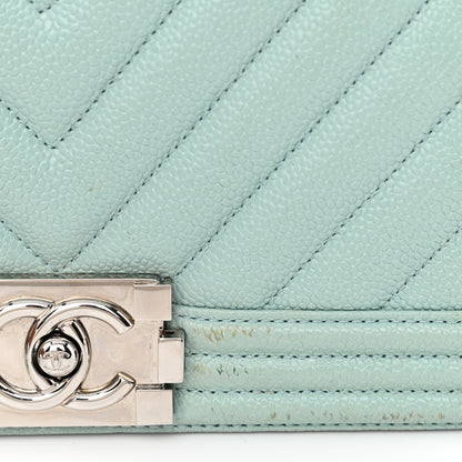 Chanel Caviar Chevron Quilted Medium Boy Flap Light Blue 12 of 12