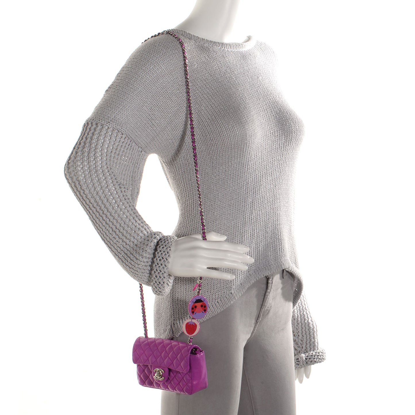 Lambskin Quilted Extra Mini Flap Fuchsia