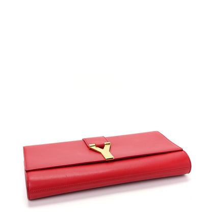 Saint Laurent Calfskin Classic Y Ligne Clutch Red 9 of 9