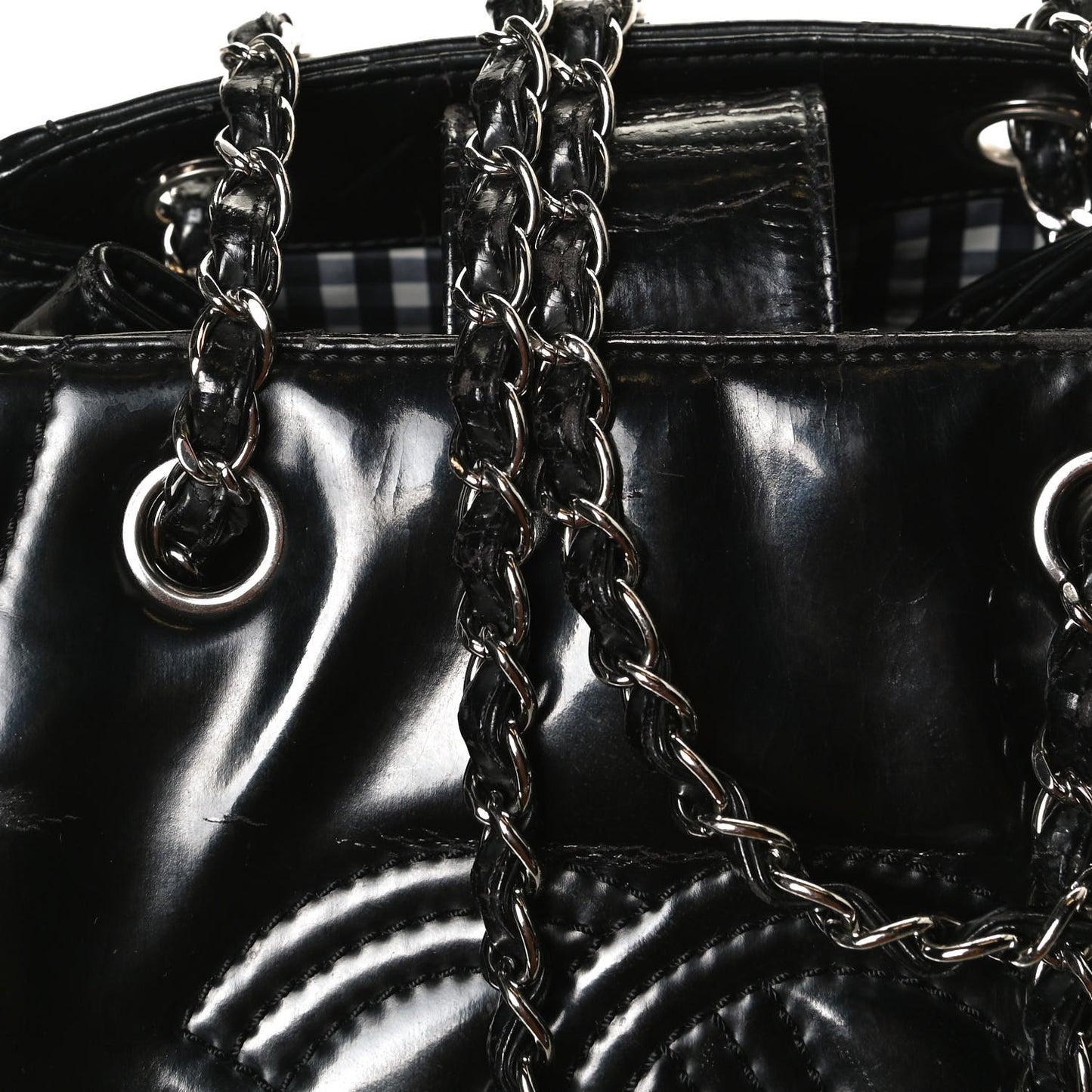 Vinyl Lipstick Ligne Accordion Tote Black