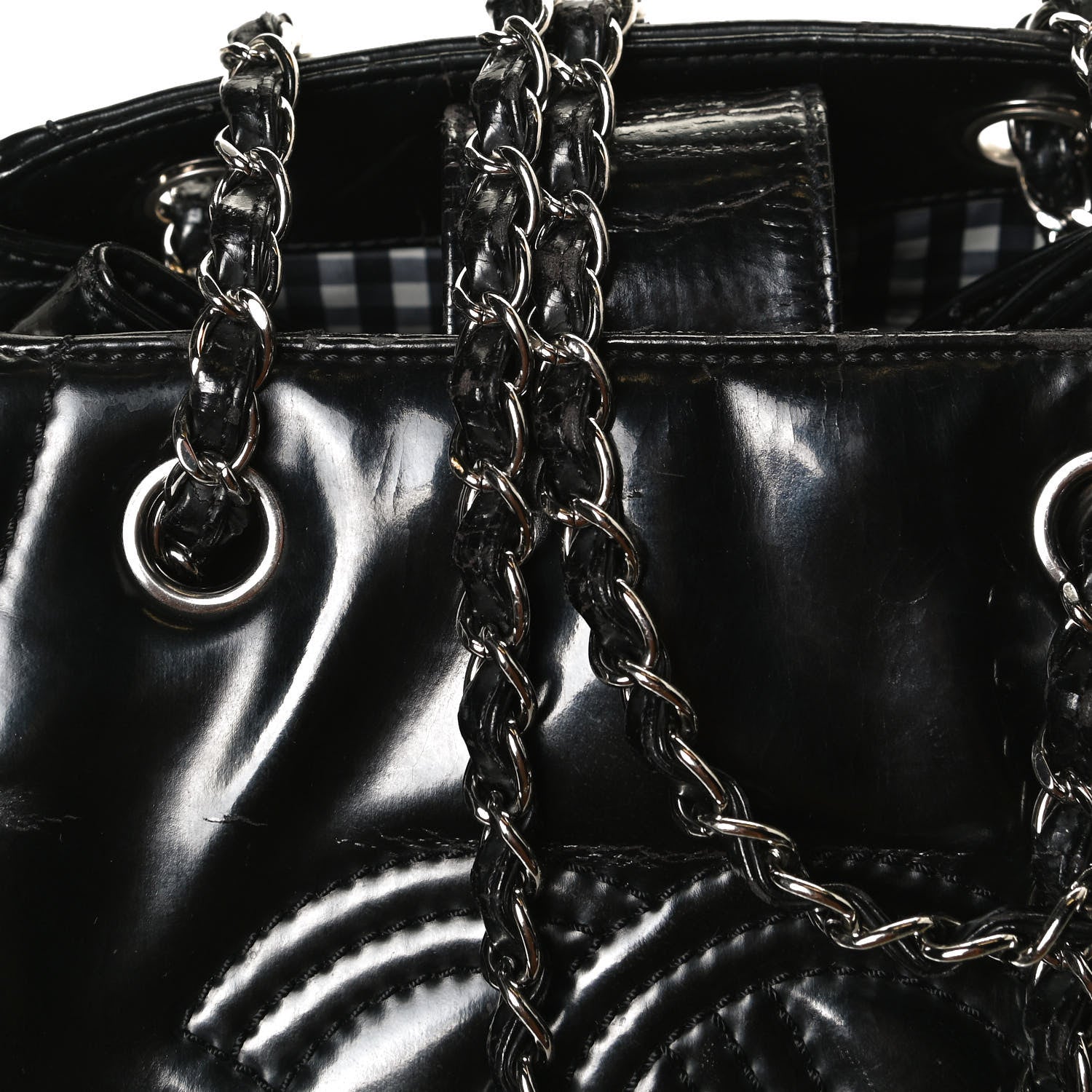 Chanel Vinyl Lipstick Ligne Accordion Tote Black 14 of 14