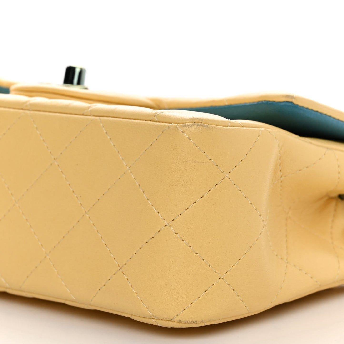 Lambskin Quilted Mini Rectangular Flap Yellow Blue