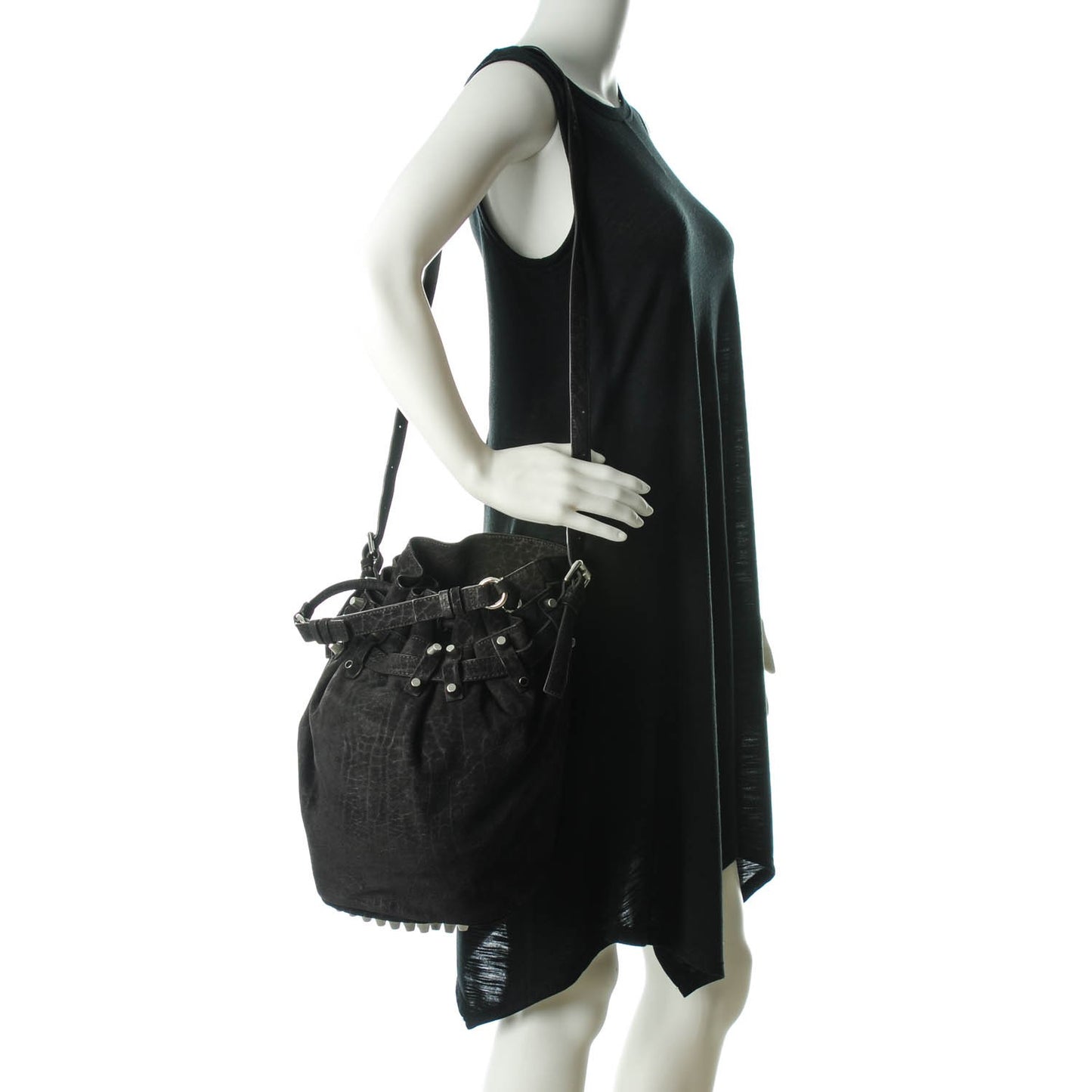 Suede Diego Bucket Bag Espresso