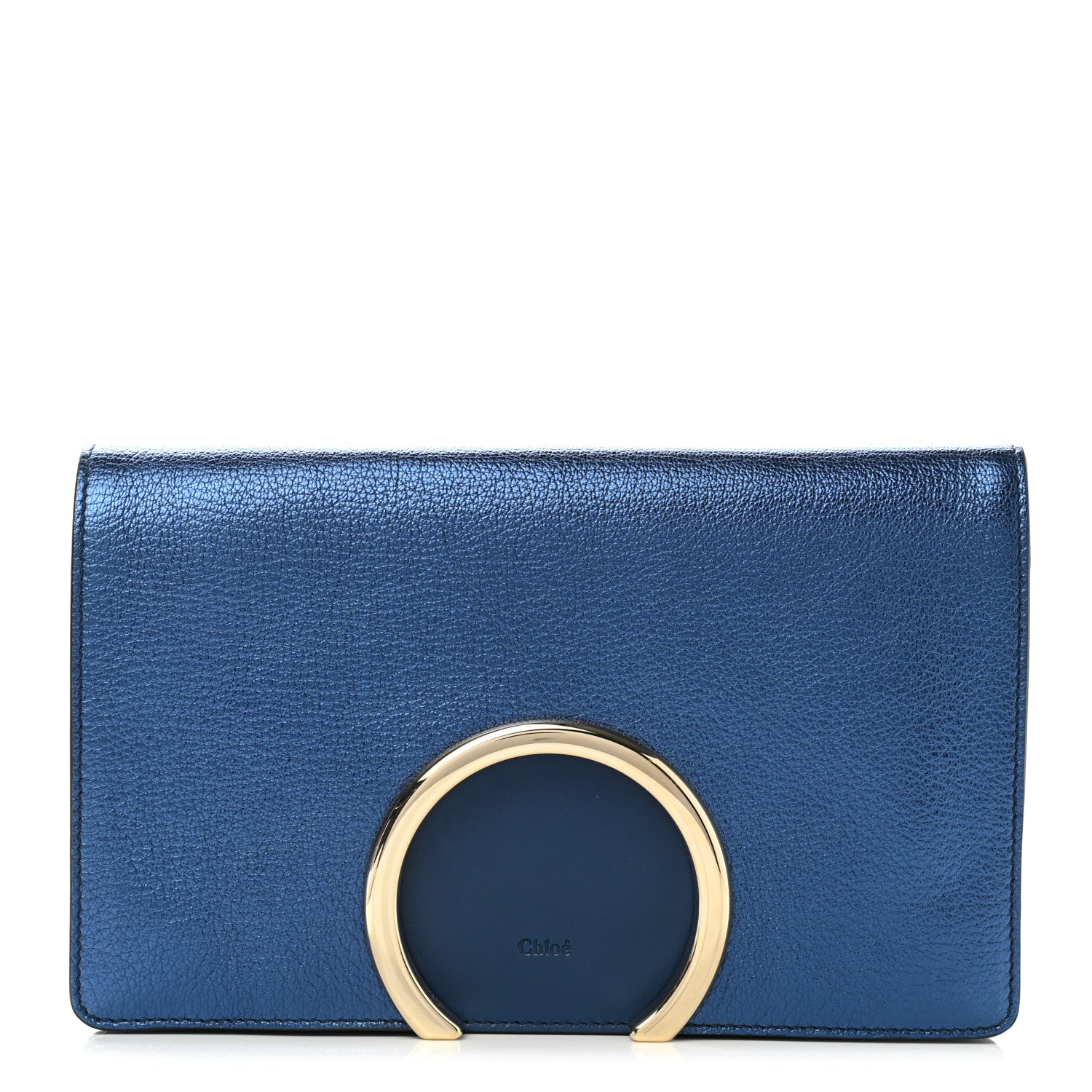 Chloe Metallic Grained Calfskin Gabrielle Clutch Blue 1 of 7