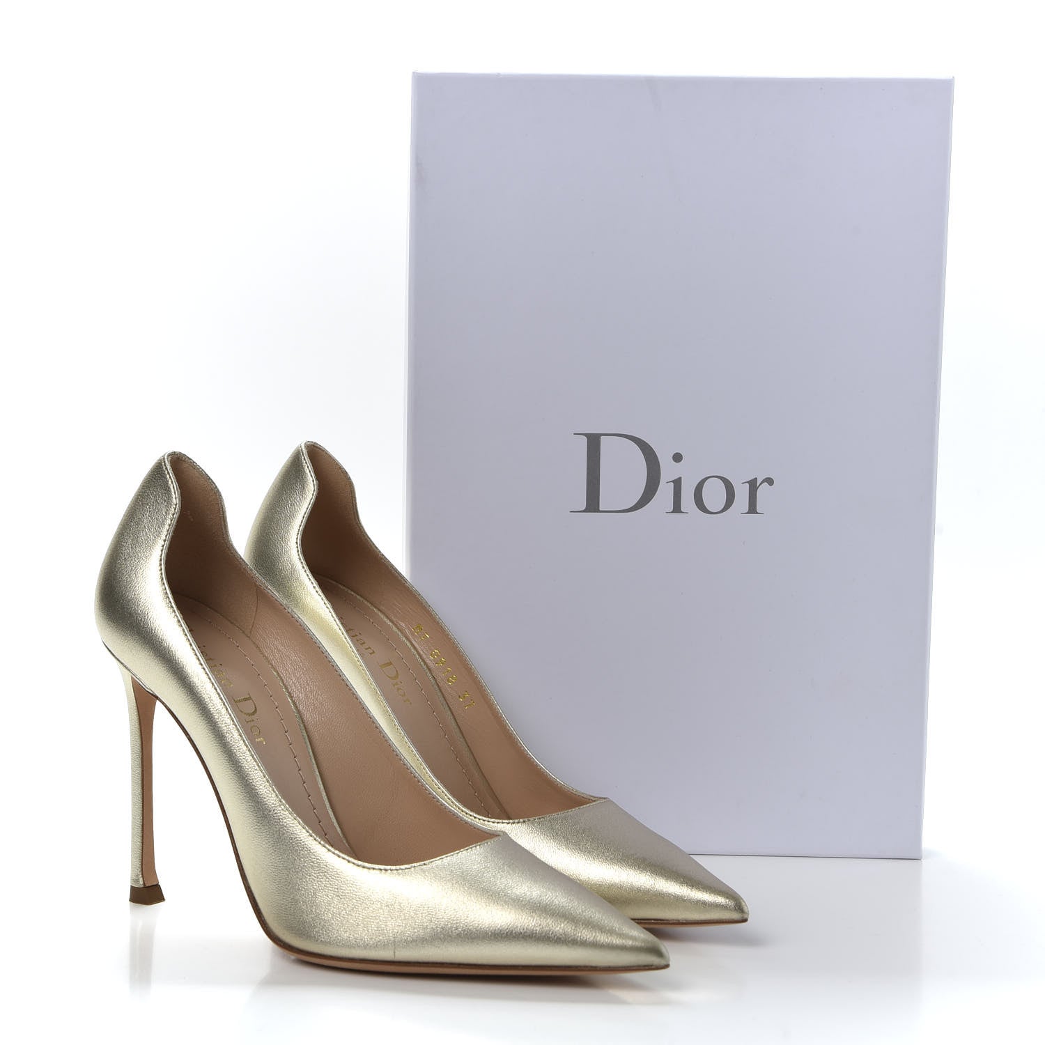 Christian Dior Lambskin Pumps 37 Gold 10 of 10