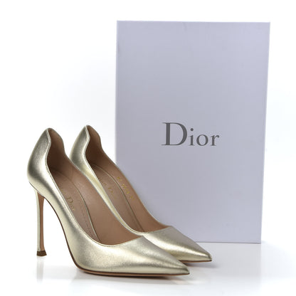 Christian Dior Lambskin Pumps 37 Gold 10 of 10