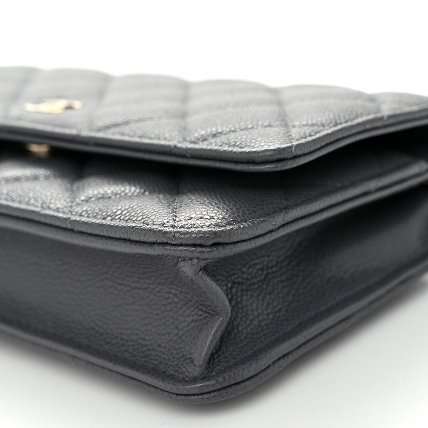 Caviar Quilted Wallet on Chain WOC Grey