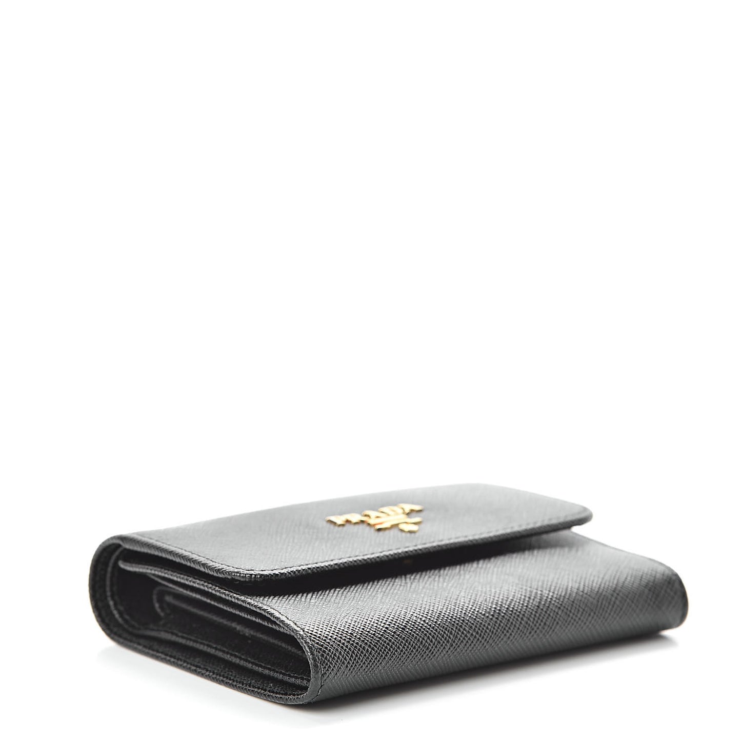 Saffiano Metal Tri-Fold Wallet Black
