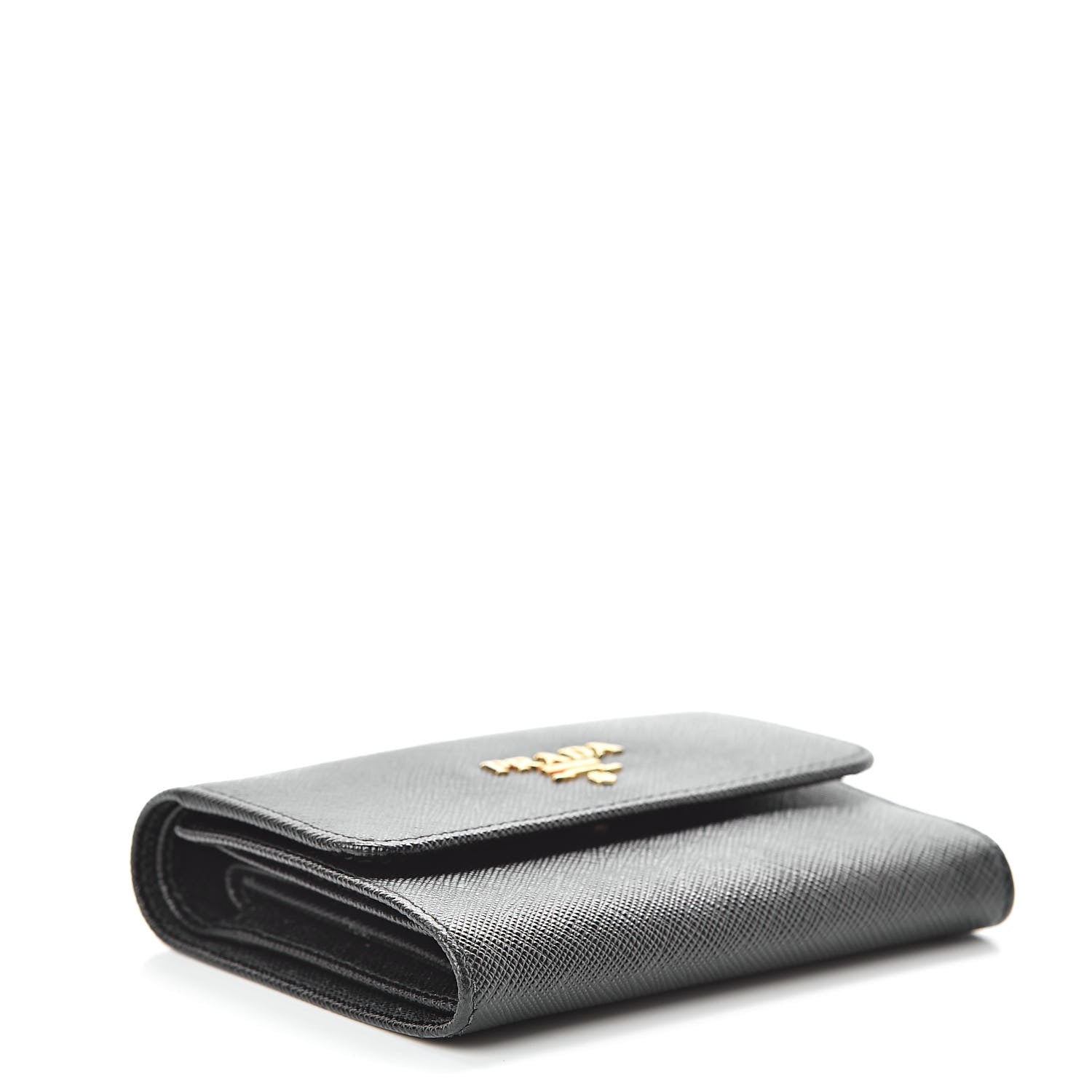 Prada Saffiano Metal Tri-Fold Wallet Black 4 of 7
