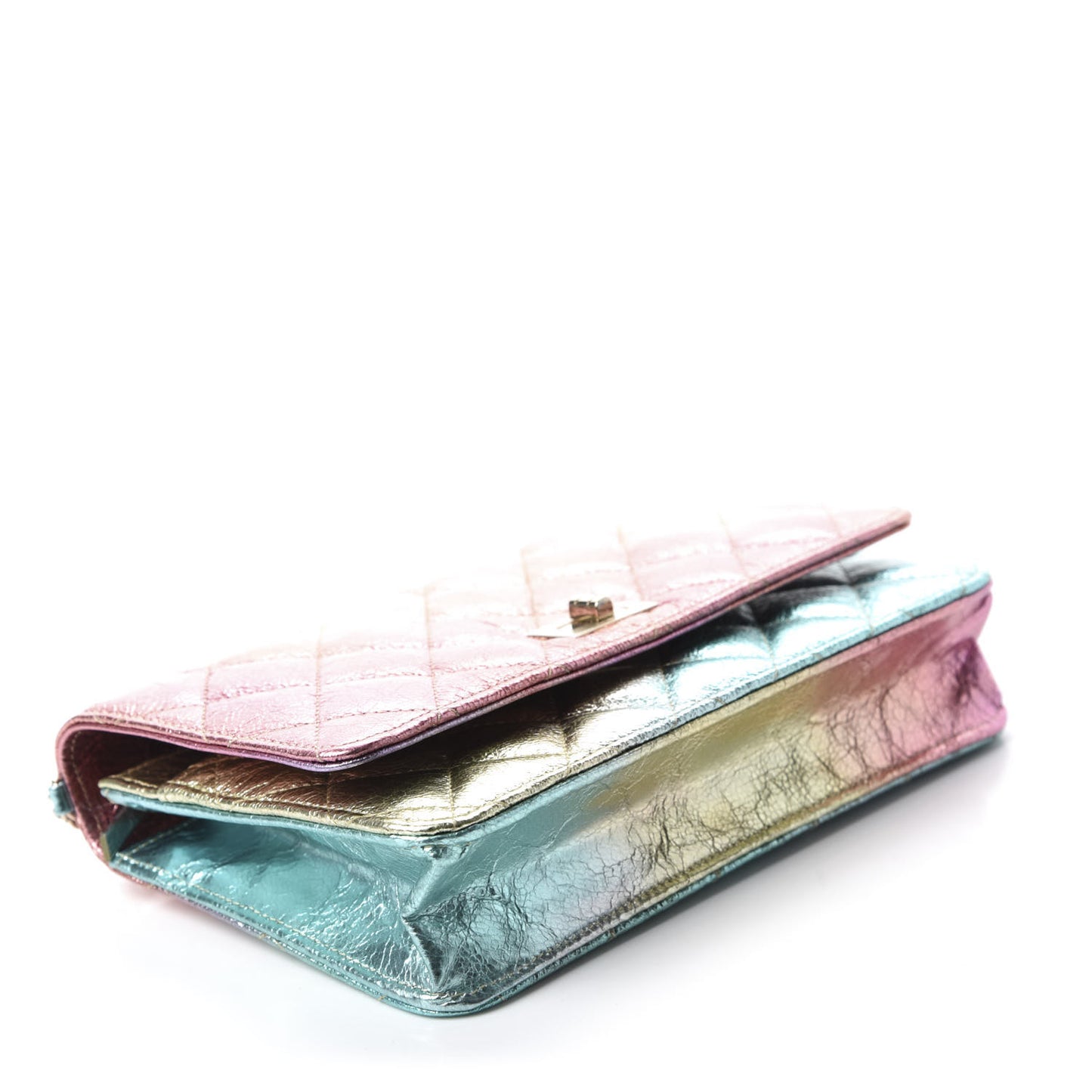 Metallic Goatskin Quilted 2.55 Reissue Wallet on Chain WOC Multicolor
