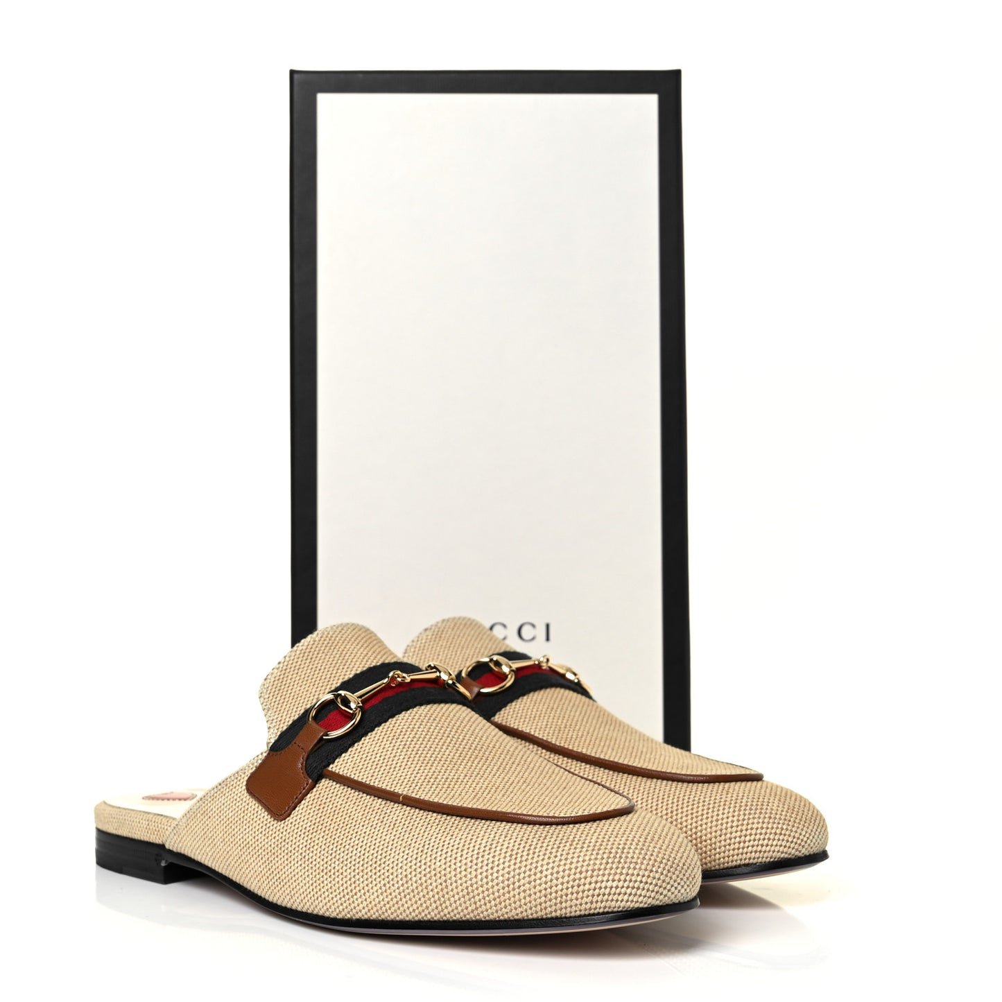 Canvas Vintage Charlotte Web Princetown Slippers 40 Sand Cuir