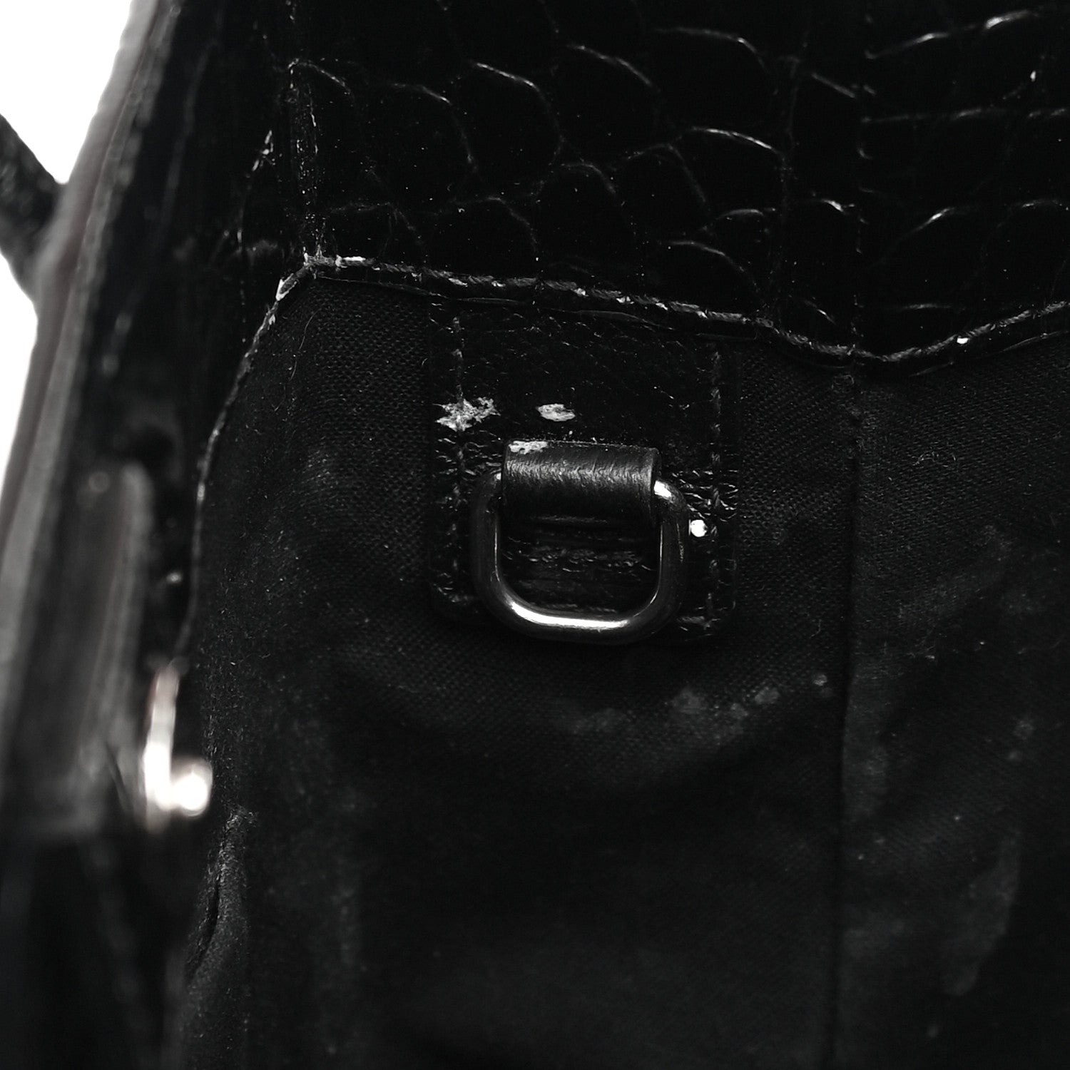 Balenciaga Shiny Calfskin Logo Crocodile Embossed North South Shopper Tote XXS Black White 14 of 15