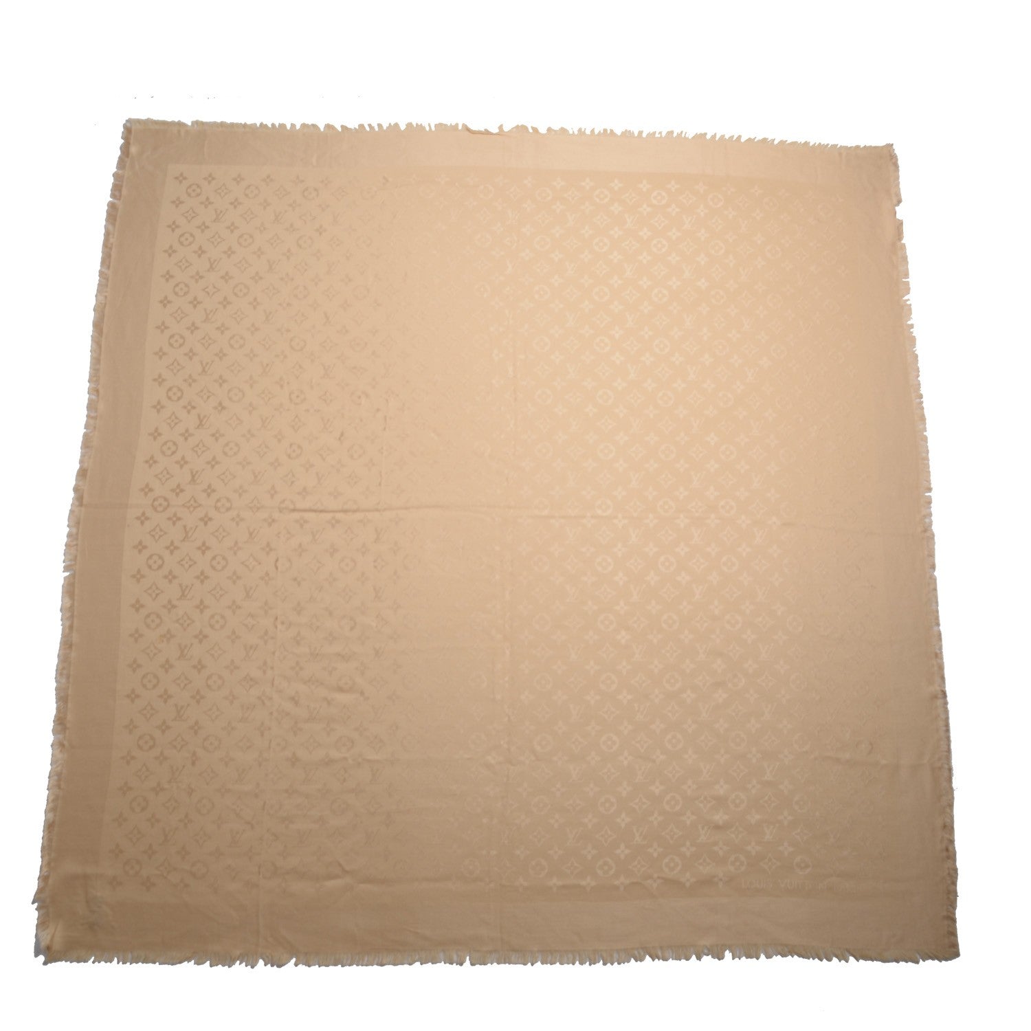 Louis Vuitton Silk Wool Monogram Shine Shawl Beige 3 of 7