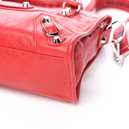 Balenciaga Agneau Classic Silver Hardware Mini City Logo Strap Rouge Cardinal Black 9 of 9