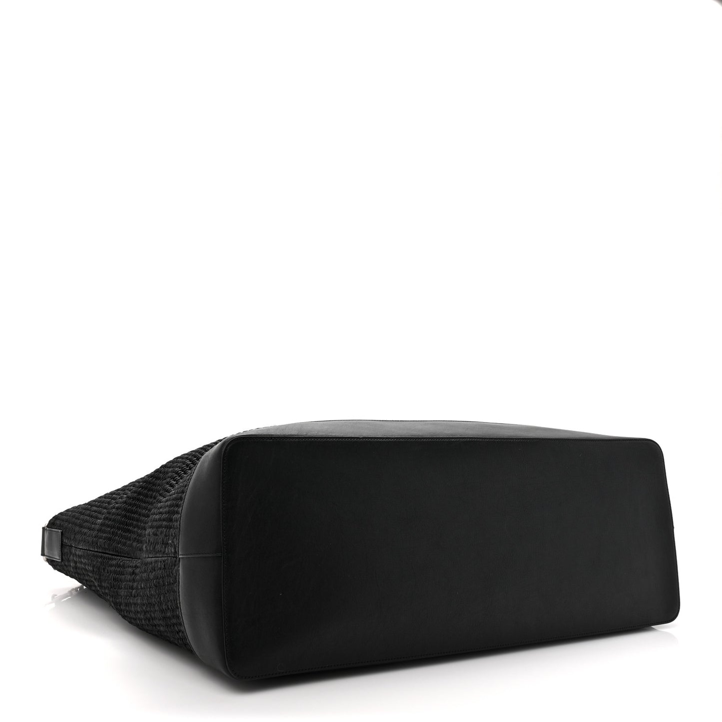 Linen Calfskin Rive Gauche Maxi Tote Black