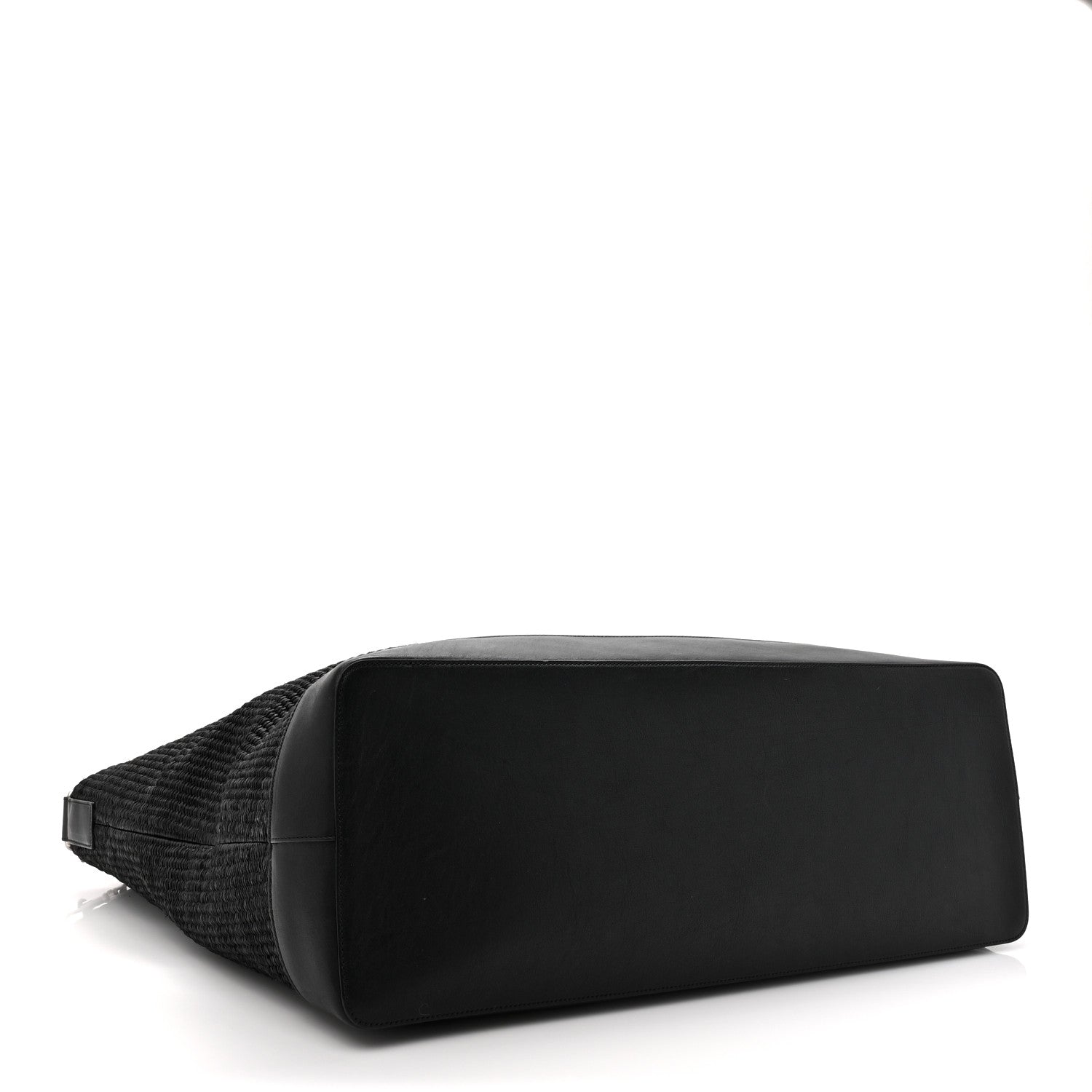 Saint Laurent Linen Calfskin Rive Gauche Maxi Tote Black 3 of 10