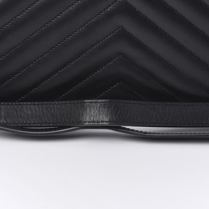 Saint Laurent Smooth Calfskin Matelasse Chevron Large Monogram Satchel Black 12 of 12