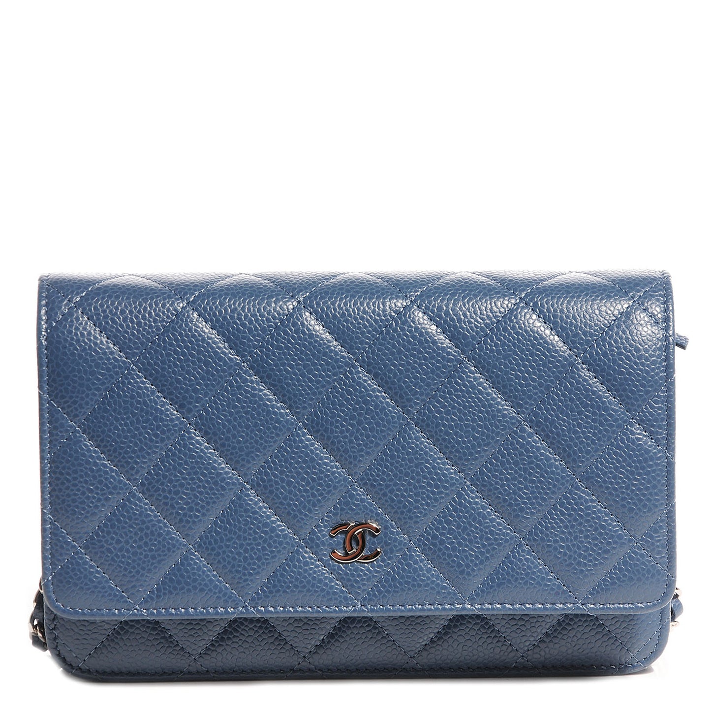 Caviar Quilted Wallet on Chain WOC Blue