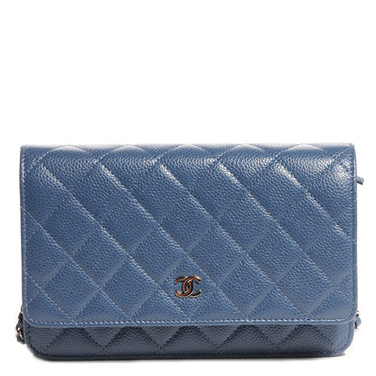 Chanel Caviar Quilted Wallet on Chain WOC Blue 1 of 7