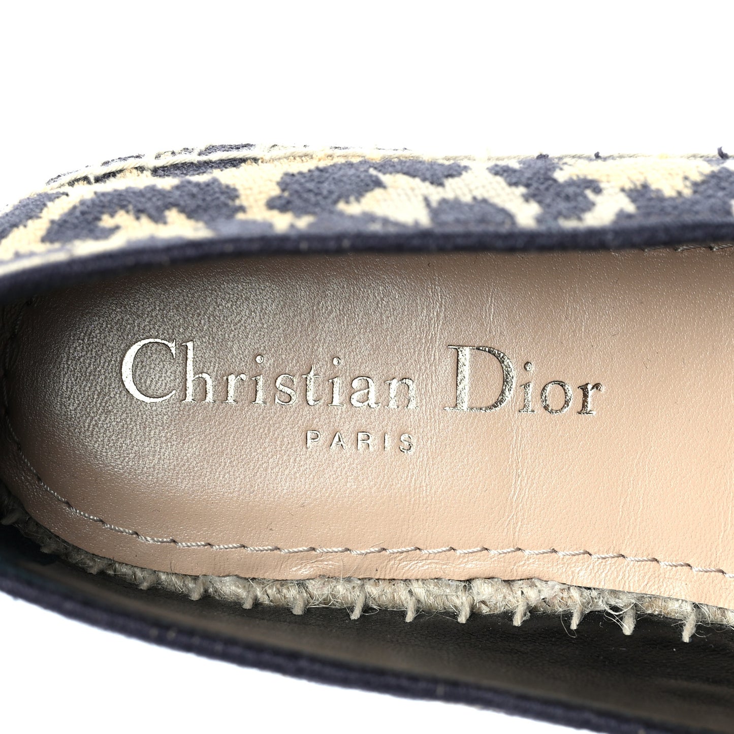 Cotton Embroidered Leopard Print Granville Espadrille 36.5 Natural