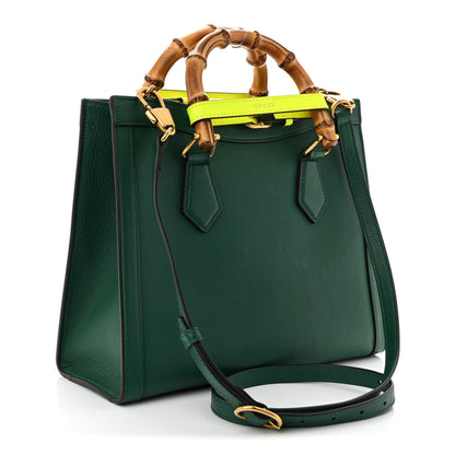 Gucci Wonka Grain Calfskin Small Diana Tote Bag Green Yellow Fluo 3 of 10