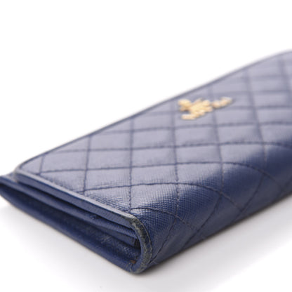 Prada Saffiano Metal Quilted Continental Flap Wallet Bluette 8 of 11