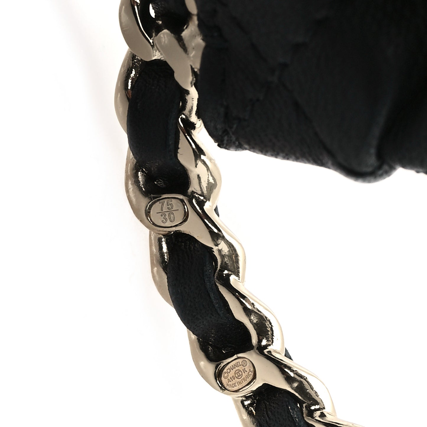 Lambskin Stitched Chain Belt 75 75 30 Black