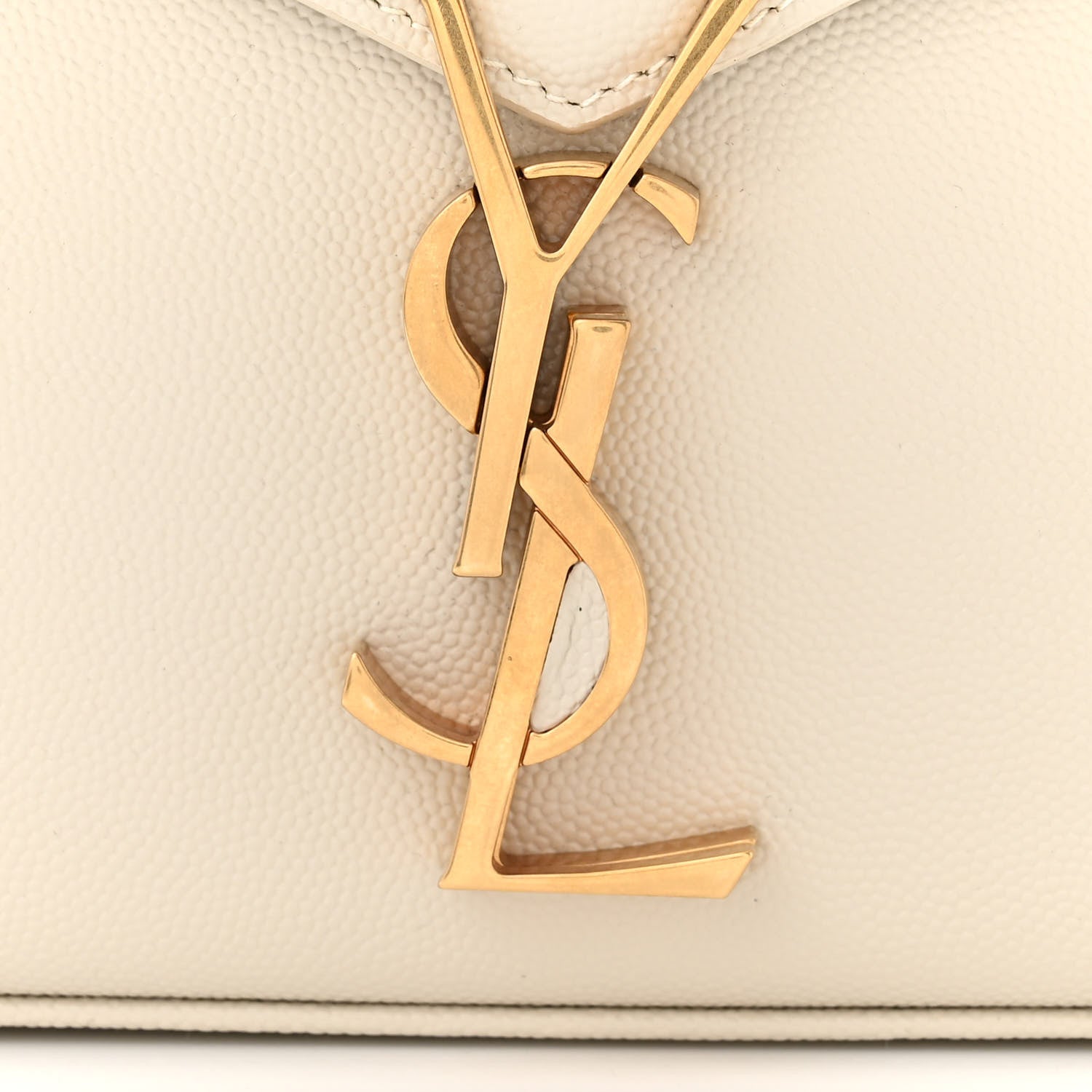Saint Laurent Grain de Poudre Mini Classic Monogram Cassandra Top Handle Crema Soft 10 of 11