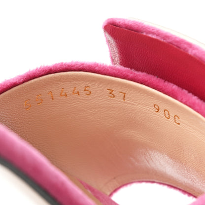 Gucci Velvet Crystal Square G Madelyn Slide Sandals 37 Light Raspberry Rose 9 of 9