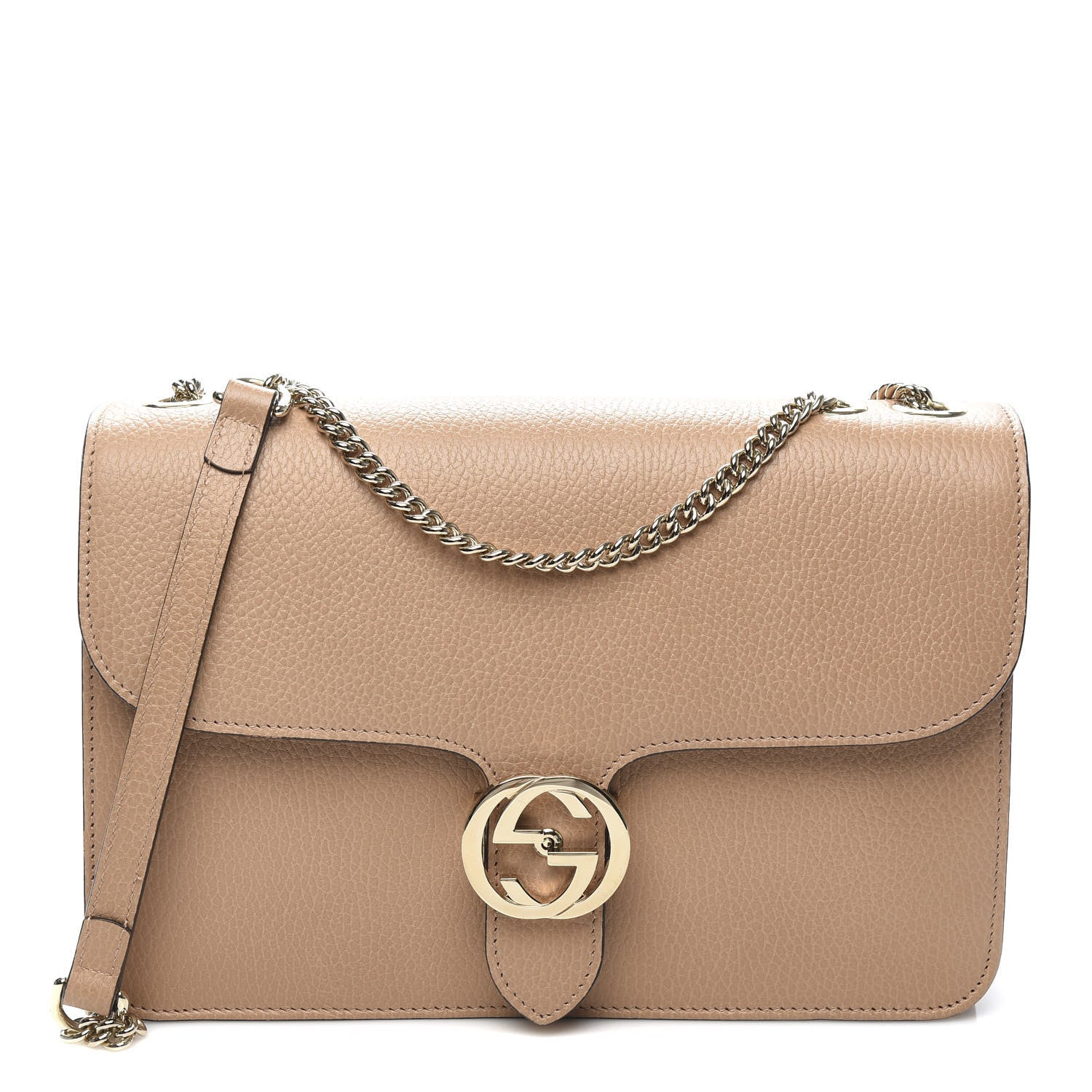 Gucci Dollar Calfskin Interlocking G Shoulder Bag Camelia 1 of 10