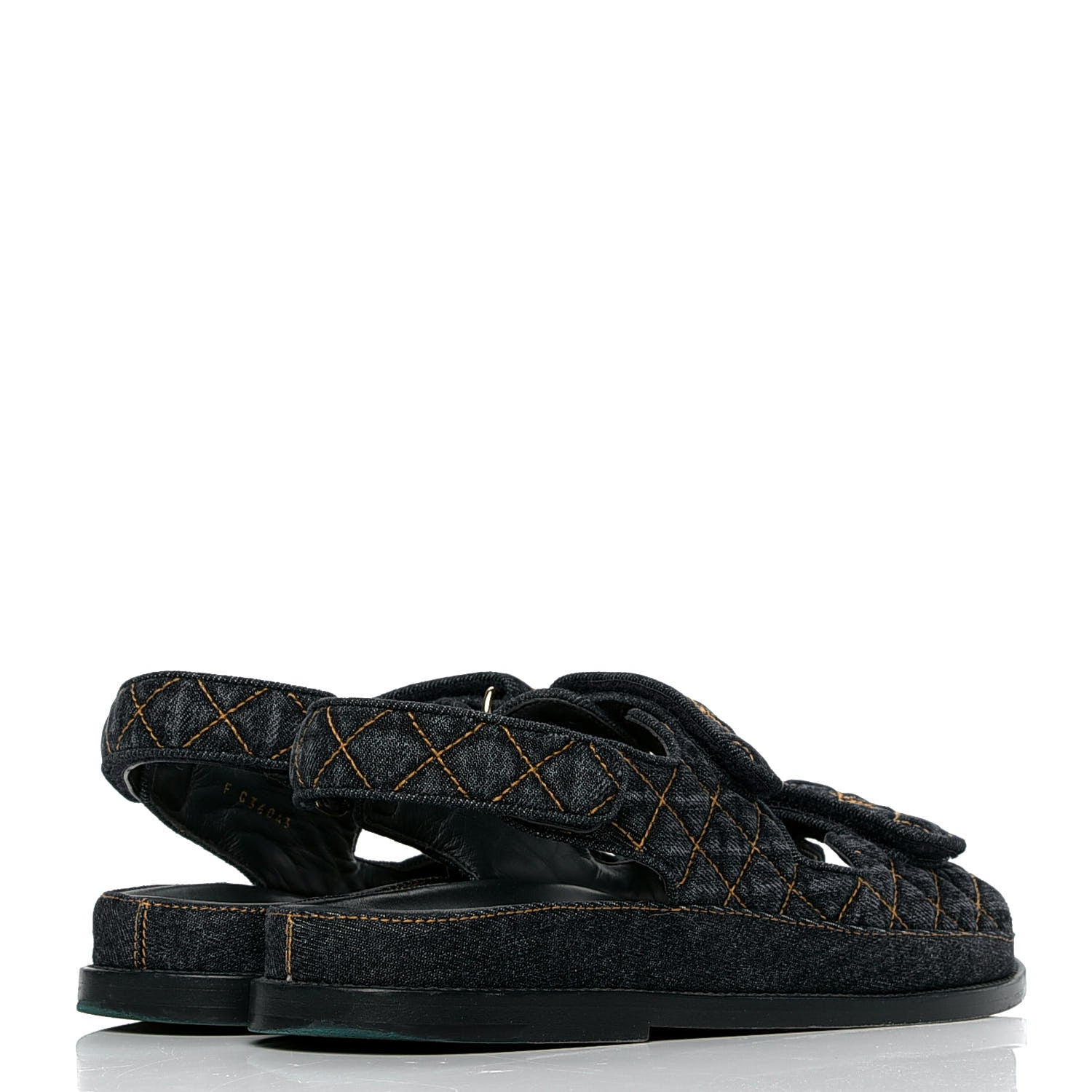 Chanel Denim Velcro Dad Sandals 39 Navy Blue 3 of 5