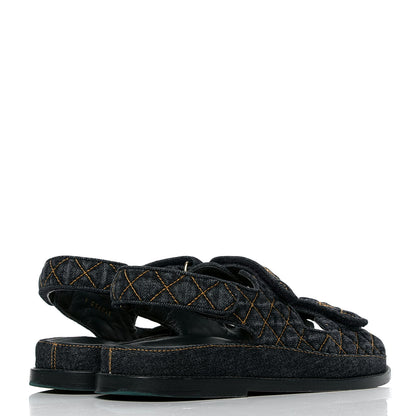 Chanel Denim Velcro Dad Sandals 39 Navy Blue 3 of 5