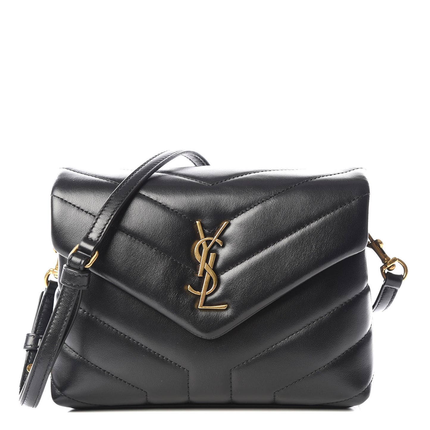Calfskin Y Quilted Monogram Toy Loulou Crossbody Bag Black