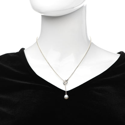 Tiffany Sterling Silver Pearl Elsa Peretti Open Wave Lariat Necklace 2 of 7