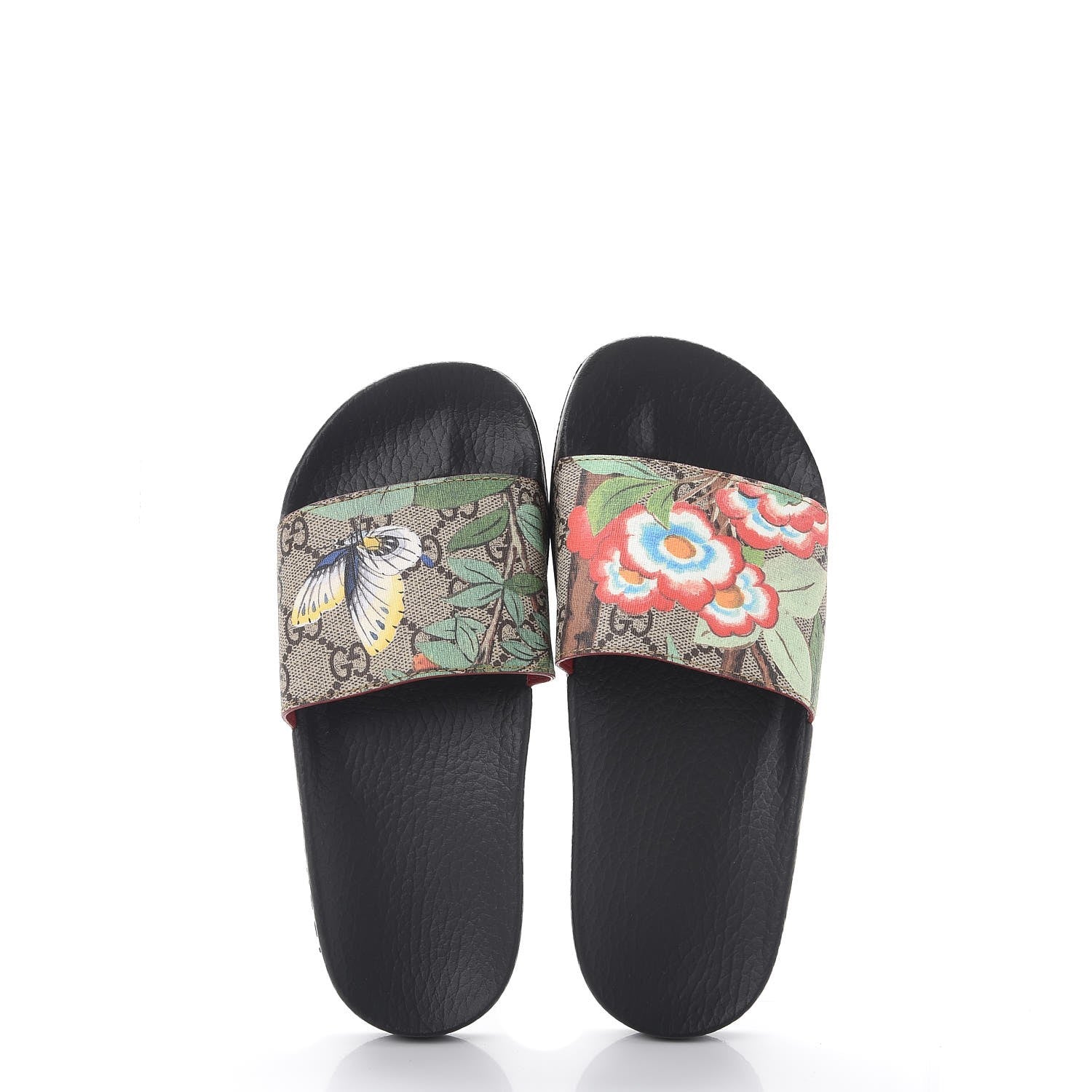 Gucci GG Supreme Monogram Tian Print Slide Sandals 35 36 Black Ebony Multicolor 6 of 19
