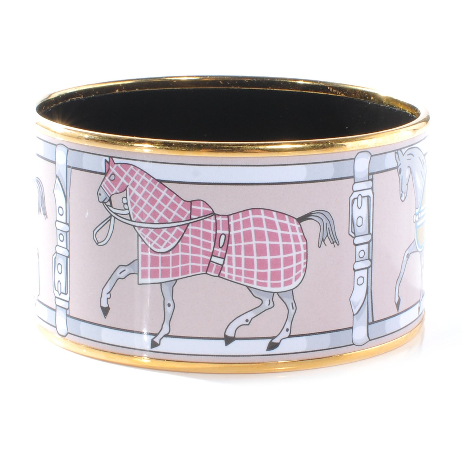 Hermes Enamel Printed Tenues Et Couvertures Extra Wide Bracelet 65 Pink 4 of 5