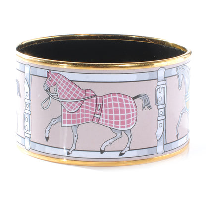 Hermes Enamel Printed Tenues Et Couvertures Extra Wide Bracelet 65 Pink 4 of 5