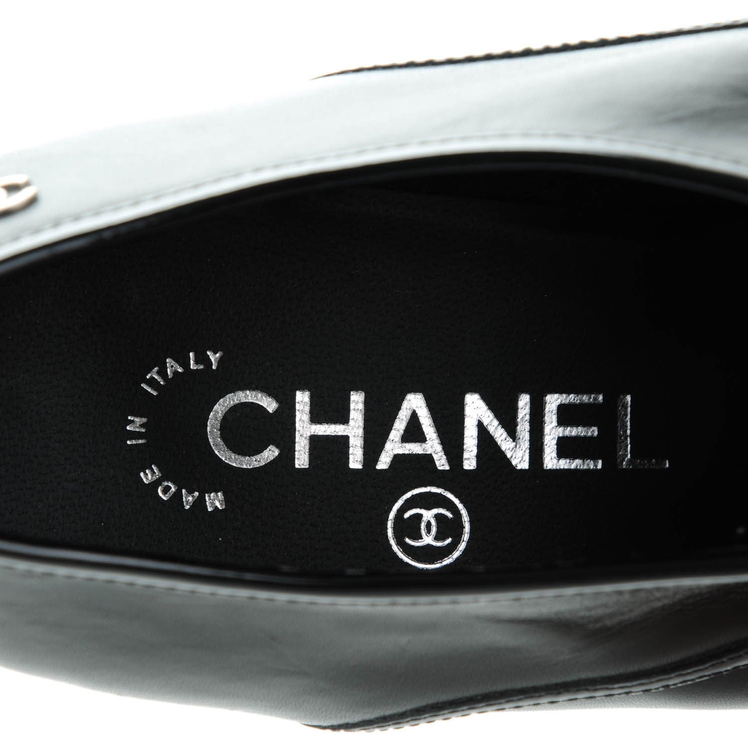 Chanel Calfskin Patent CC Lace Up Oxfords 38 Black 7 of 9