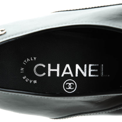 Chanel Calfskin Patent CC Lace Up Oxfords 38 Black 7 of 9